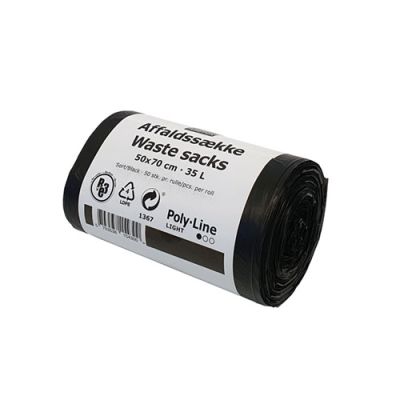 Garbage bag 35L LLD Black 50pcs 500x700x0,015mm