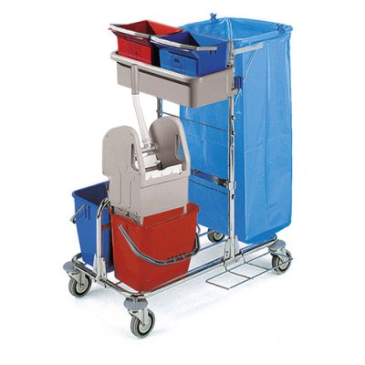 Koristuskäru Tecno 11 kroomitud  2x12L ämbrid