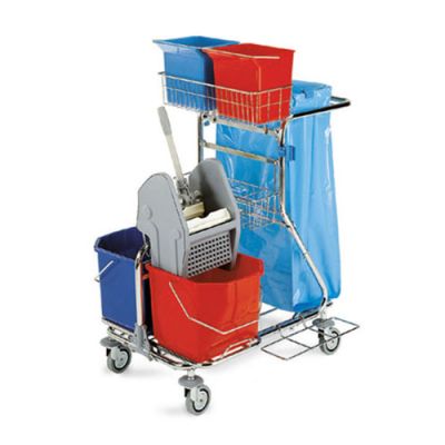 Koristuskäru Modular 112 kroomitud 2x15L ämbrid