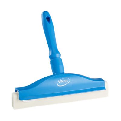 Vikan hand squeegee 250mm with white rubber, blue