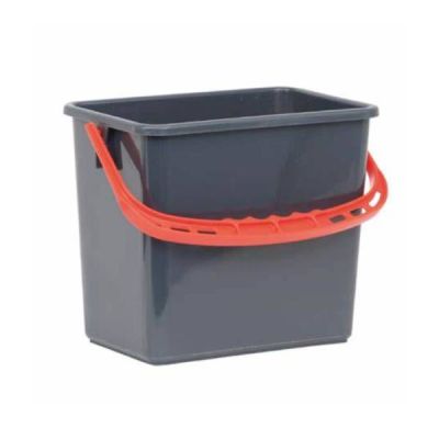Bucket 6L with red handle, grey
