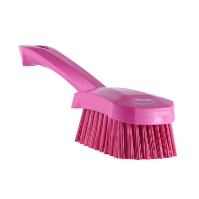 Vikan washing brush with short handle 270mm hard, pink