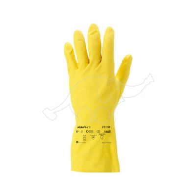 Latex glove AlphaTec 87-190 flocklined M/7,5-8,  yellow