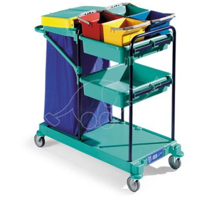 Cleaning trolley Green 420, blue frame