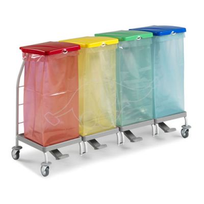 Waste collection trolley Dust 4167 4x70L with pedals & lids