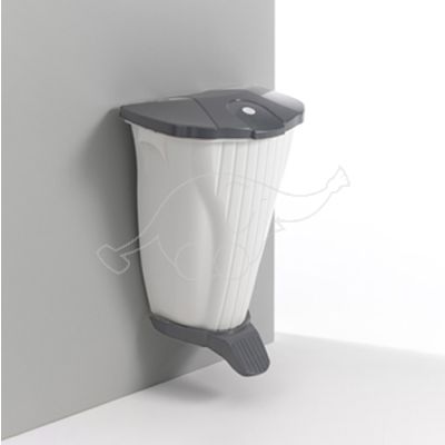 Wall-Up bin 50L with pedal and lid, white/dark grey