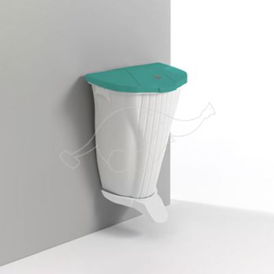 Wall-Up bin 50L with pedal and lid, White/green