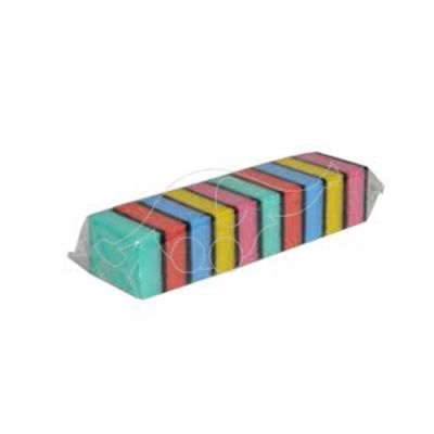Household sponge 9x5,5x3cm mixed colors 10pc/pack