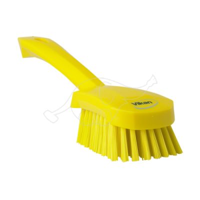 Vikan washing brush with short handle 270mm hard, yellow