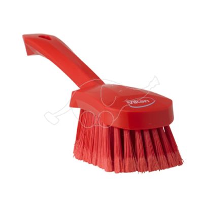 Vikan washing brush w/short handle, 270 mm, Soft/split, red