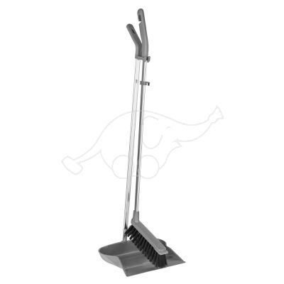 Vikan longhandled brush/dustpan set, 985 mm, plastic grey