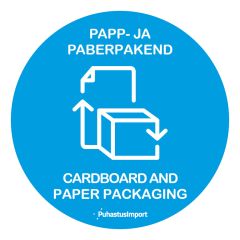 Sorteerimise kleebis ümar, PABER JA PAPP, sinine D=100mm