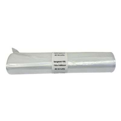 Garbage bag 150L transparent with handle 20pc 750x1400x0,040