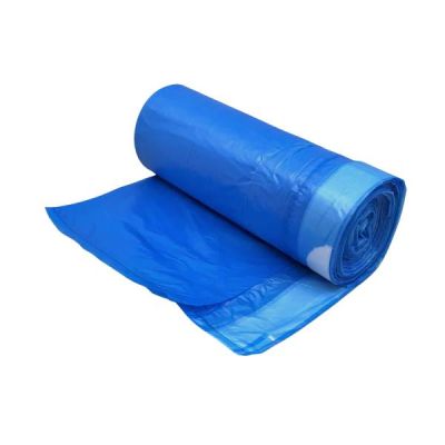 Garbage bag,drawstring 60L,600x720mm,15micr,10pc/rl/blue