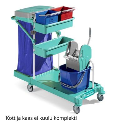 Cleaning trolley Green 20, blue frame