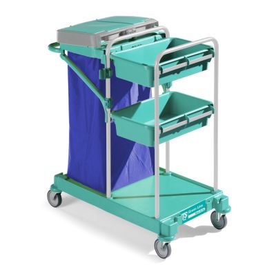 Koristuskäru Green 100, sinine raam, 2x70L prügikotiraam