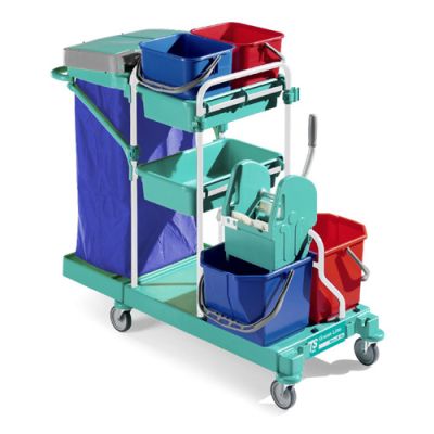 Cleaning trolley Green 150, roller wringer, blue frame