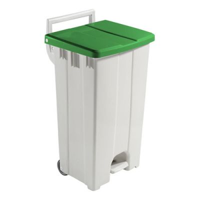 Derby bin 90L beige, green lid