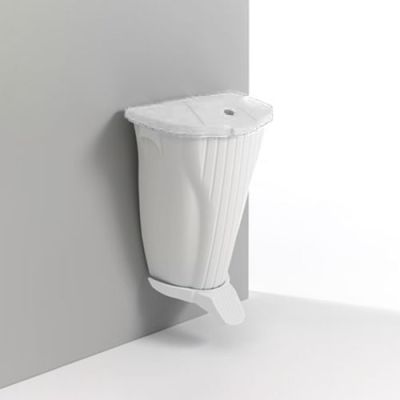 Prügikast seinale Wall-Up 50L pedaaliga, valge/valge