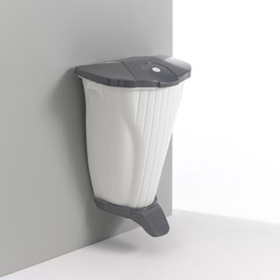 Prügikast seinale Wall-Up 50L pedaaliga, valge/tumehall