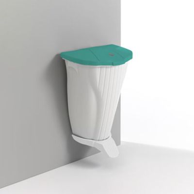 Prügikast seinale Wall-Up 50L pedaaliga, valge/roheline
