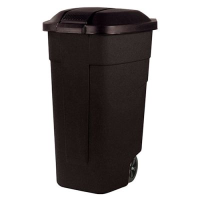 Garbage can 110L with lid, black