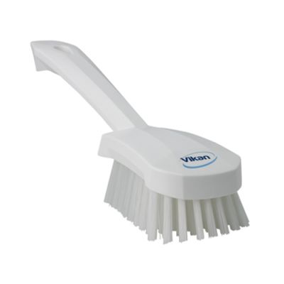 Vikan washing brush with short handle 270mm hard, white