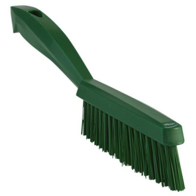 Vikan narrow hand brush w/handle, 300 mm, very hard,green
