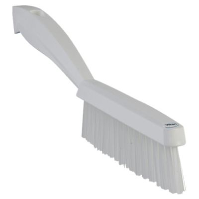 Vikan narrow hand brush w/handle, 300 mm, very hard, white