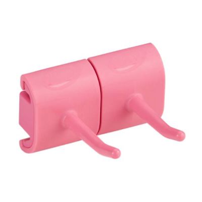 Vikan Hygienic Wall Bracket, DoubleHook Module, Pink
