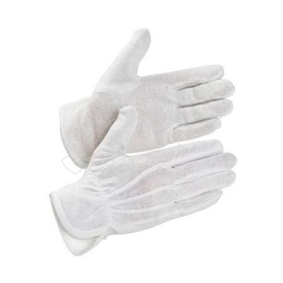 Cotton gloves with pvc dots XXL white